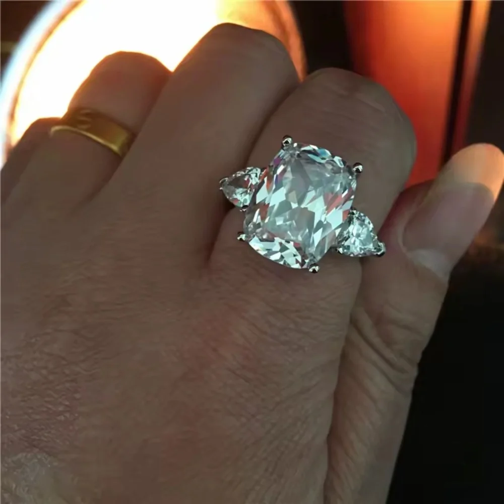 8Ct Cushion Long Cut Swarovski Solitaire Men's Pinky Ring